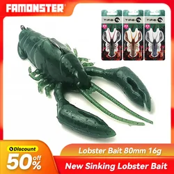 Famonster Soft Lures Silicone Fishing Bait Lobster Jig Head TPR Wobblers Paddle Worm Curly Easy Shiner Tackle Bass Pike Winter