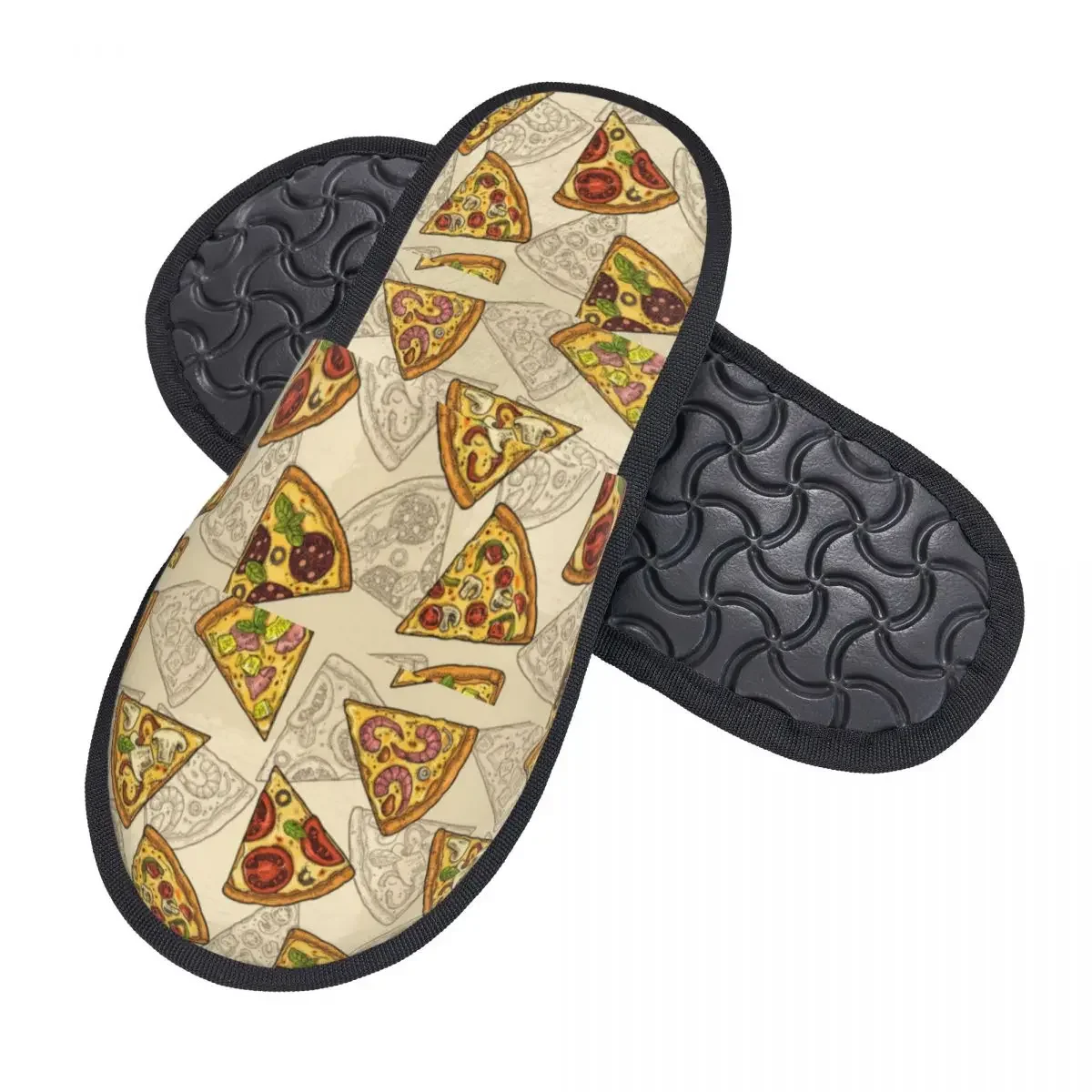 Winter Slipper Woman Man Fluffy Warm Slippers Slice Pizza Pepperoni House Slippers Shoes