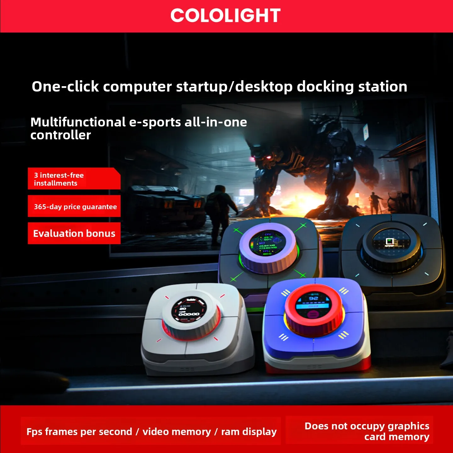 Custom Cololight COLO PLAY Desktop Controller One-Click WoL Boot Programmable Keypad Volume Knob PC Dashboard Desk Gift Gamer