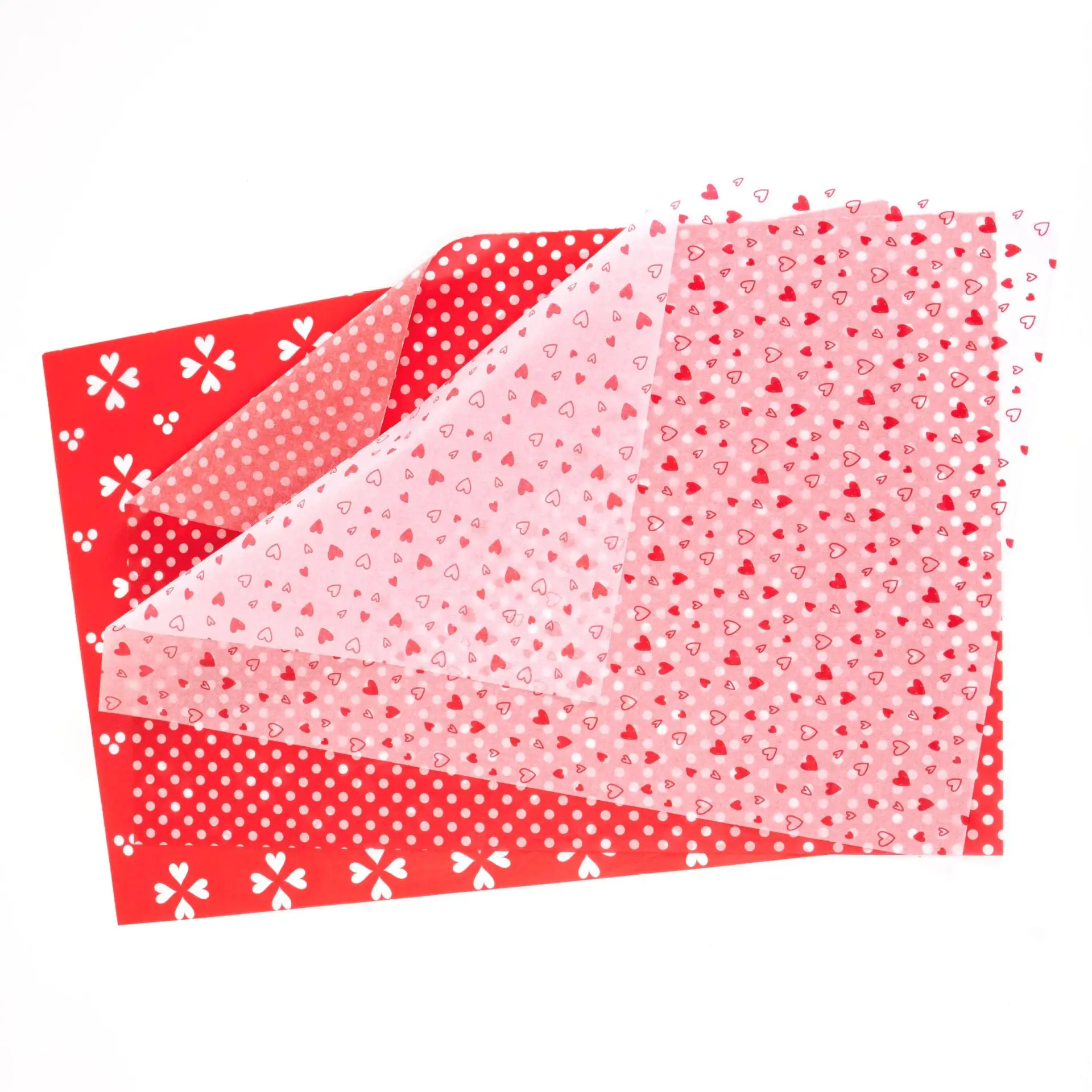 Red Heart Polka Dot Tissue Paper Valentine's Day Gift Wrapping Paper Sheets for Bouquet Wedding DIY Craft Gift Packaging