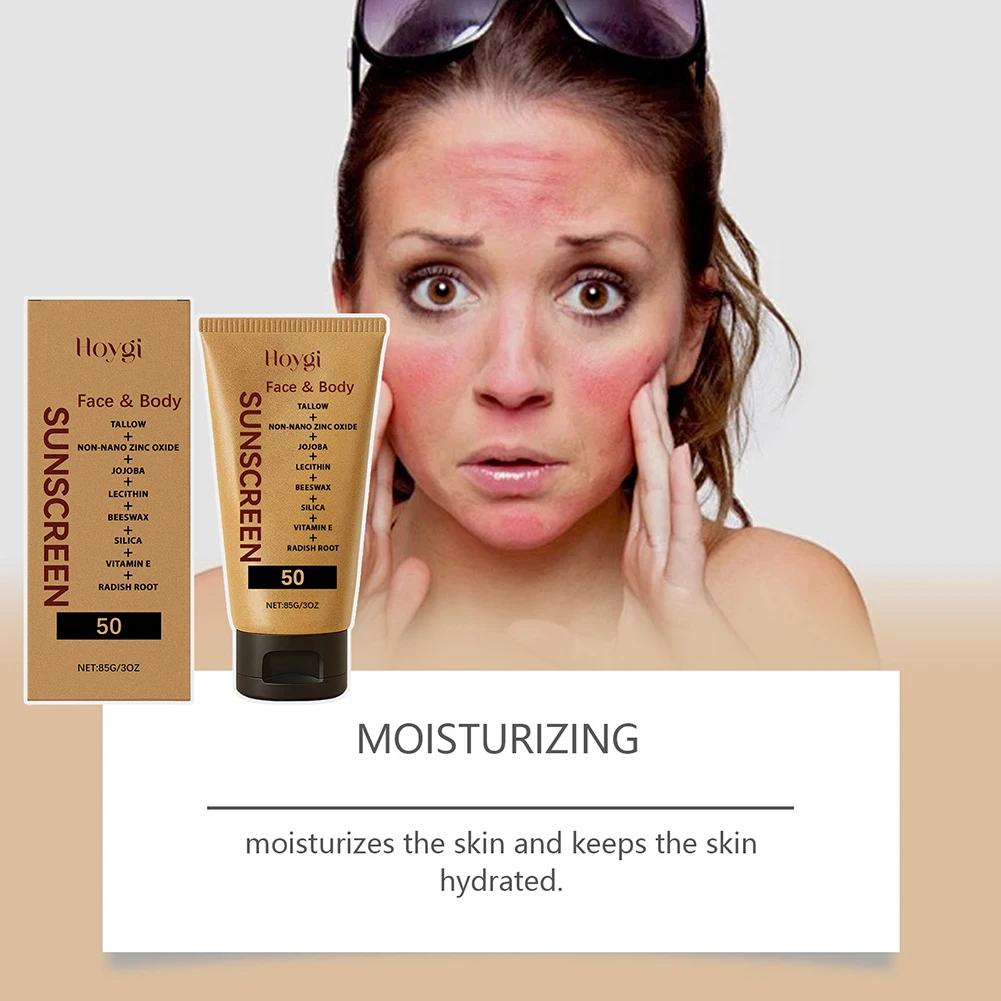 SPF50 Tallow Sunscreen For Face Body Sweat Water Resistant Unscented Sun Cream Lightweight Non-Greasy Formulas,for All Skin Type