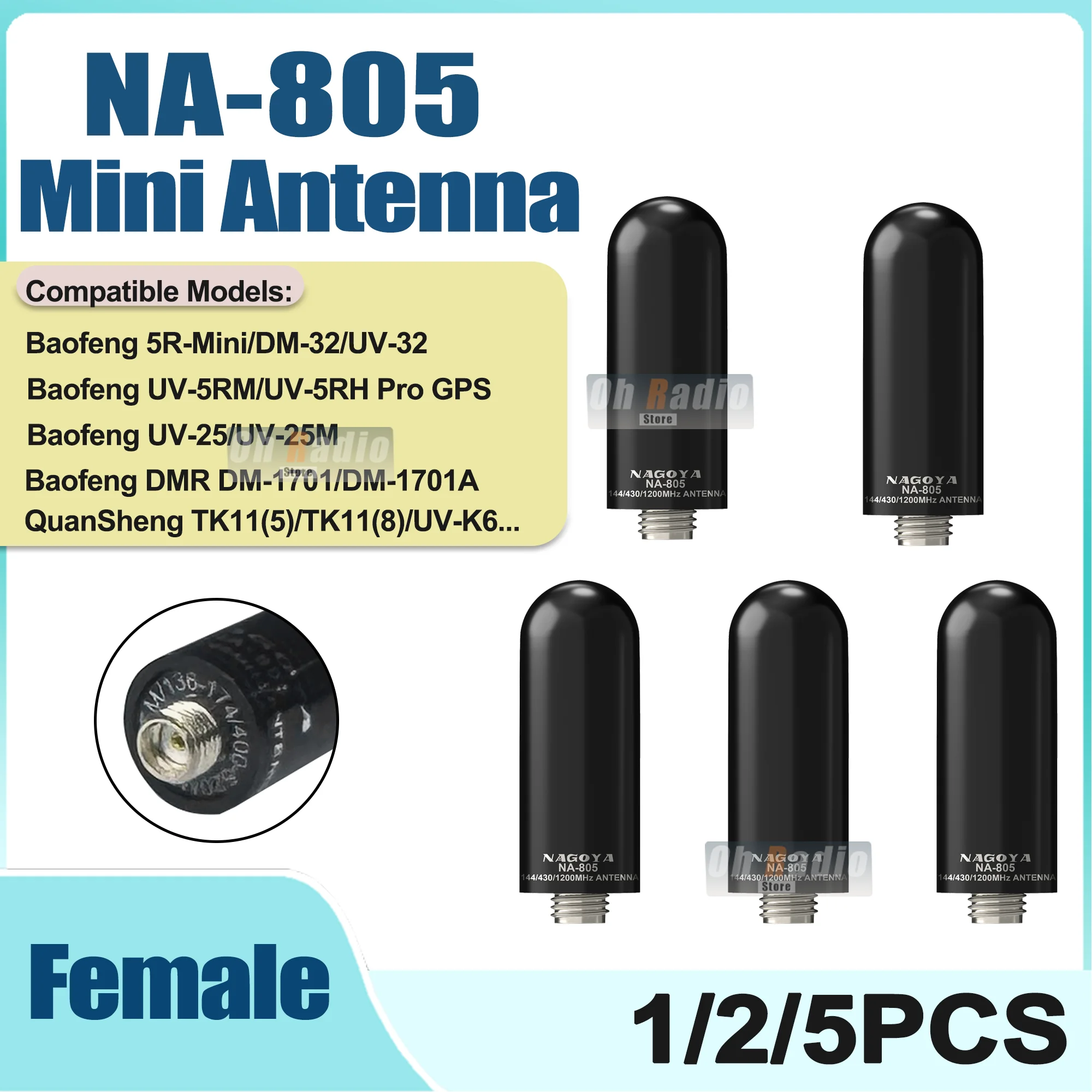NA-805 Antenne SMA-Vrouwelijke VHF/UHF UV-5R Mini Antenne 136-174/400-520MHZ Voor Iradio UV-88 UV-98 Plus Quansheng TK11(5) UVK6 Radio
