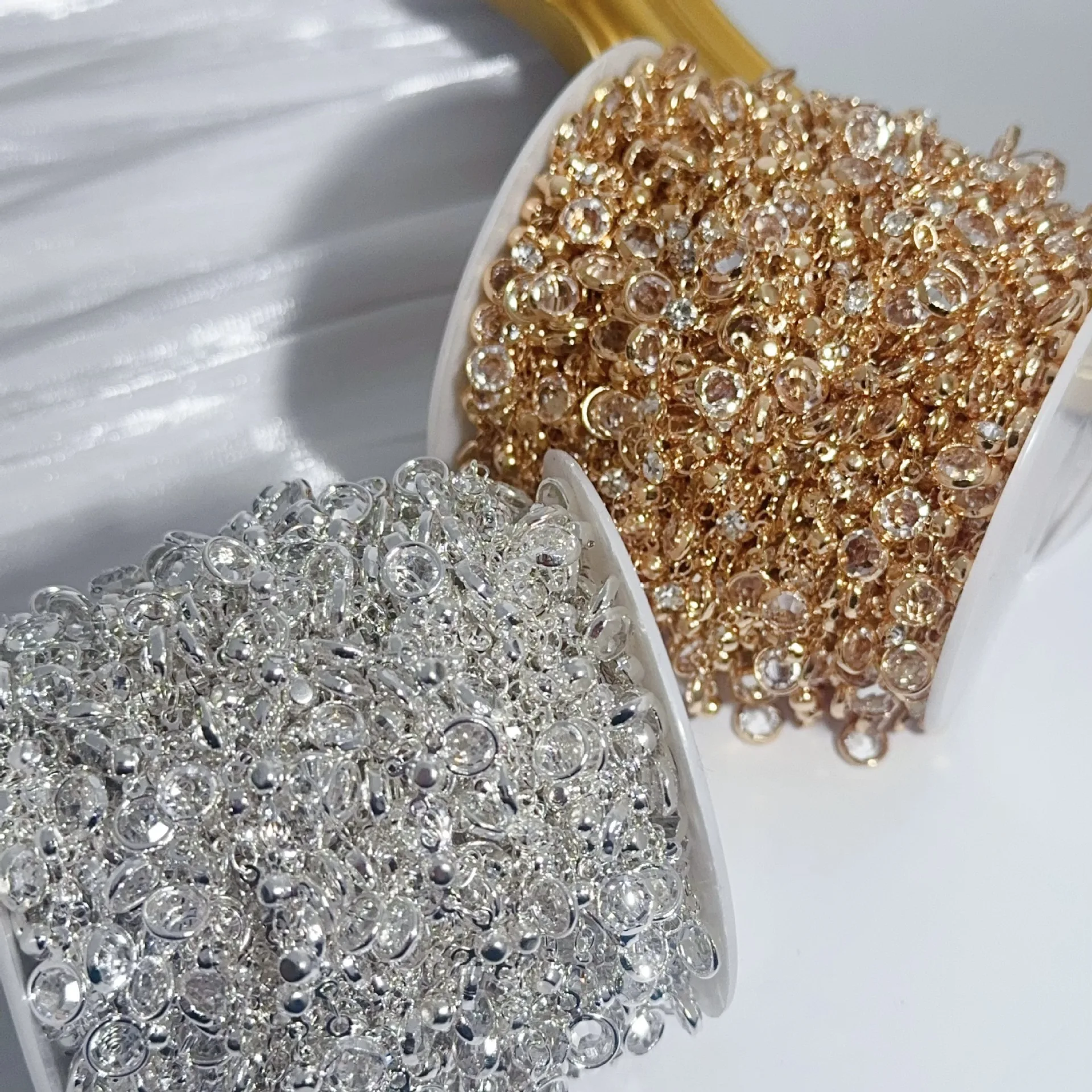 0.5/1/2M Tassel Rhinestone Transparent Glass Copper Chain Retro Suitable For DIY Clothing Bracelet Necklace Jewelry Accessories image 5