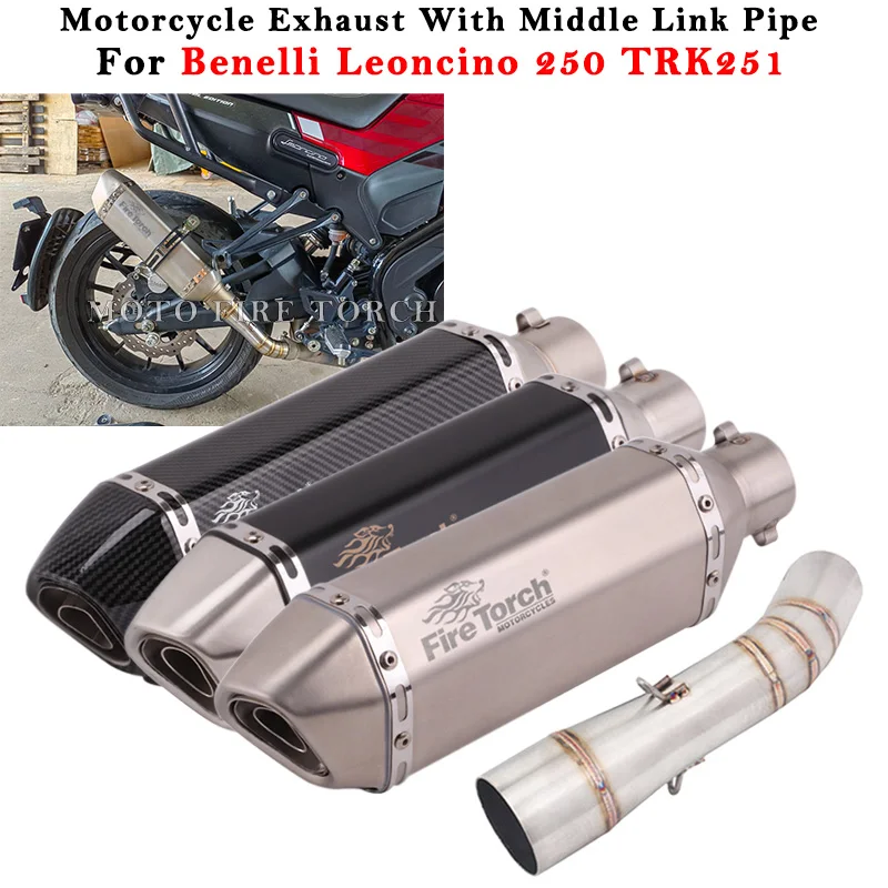 Motorcycle Exhaust Escape System Modifie Muffler Middle Link Pipe DB Killer Slip On For Benelli Leoncino 250 Leoncino250 TRK251