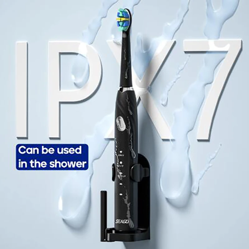 Seago 전동 칫솔, 10 브러시 헤드, 여행 상자 및 칫솔 거치대, 충전식 전동 칫솔, 가족을 위한 선물