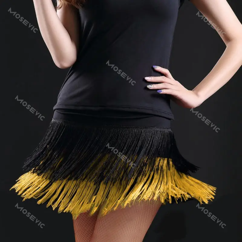 Adult Lady dance dance skirt women's double tassel Latin dance skirt fringed skirt contains