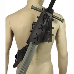 Medieval Sword Shoulder Back Sheath Scabbard Holder Viking Warrior Cosplay Costume Men Larp PU Leather Rapier Strap Belt Holster