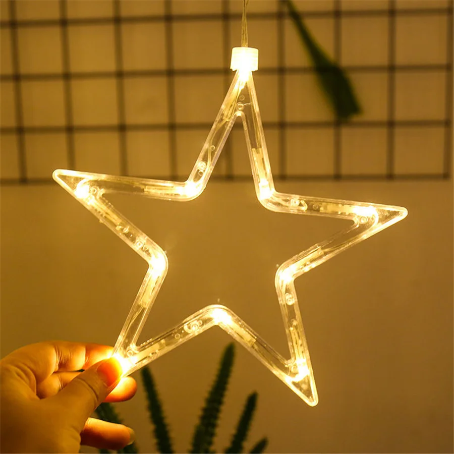 8 Modos EU Plug LED Cortina String Luzes Criativo Estrela Natal Garland Fada Luzes Ao Ar Livre para Festa de Casamento Quarto Decoração