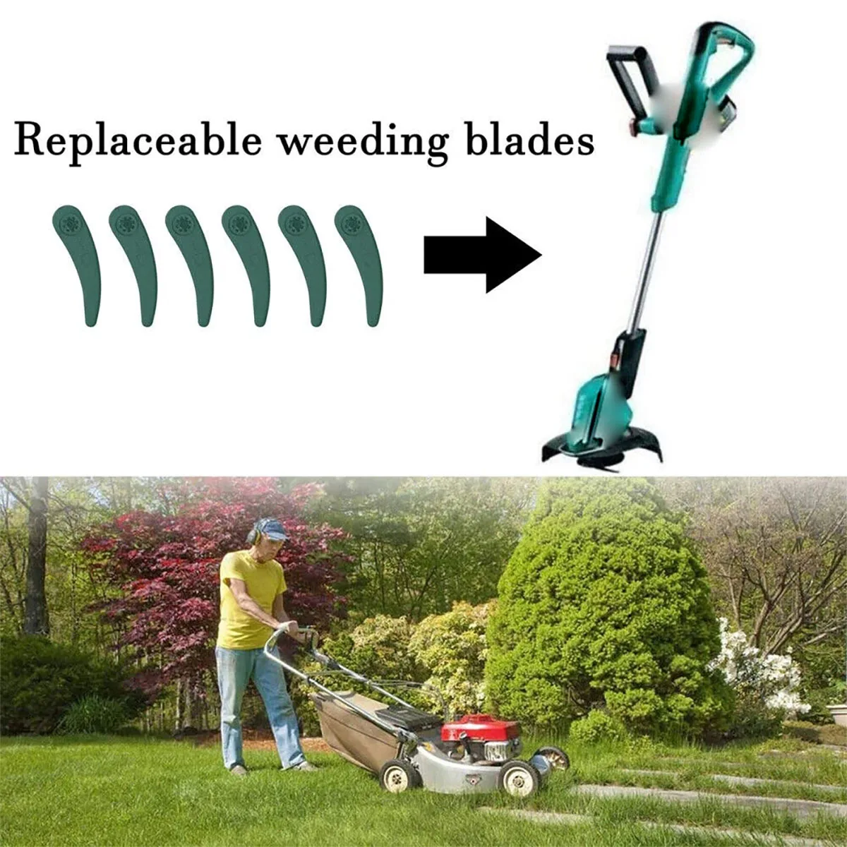 1/5/10/20/50/100 قطعة شفرات تشذيب العشب البلاستيكية الخضراء شفرة بديلة مناسبة ART 26-18Li ART 23-18 ملحقات جزازة العشب والبستنة