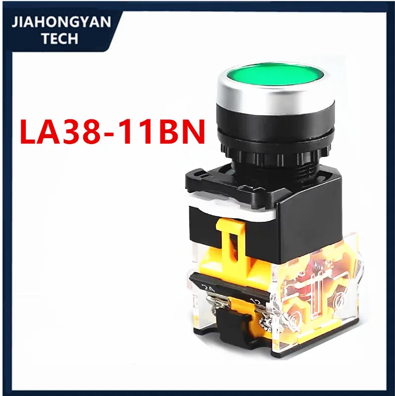 1PCS Push button switch LA38-11BN Power supply with self-locking round start stop self-reset point press type 22MM