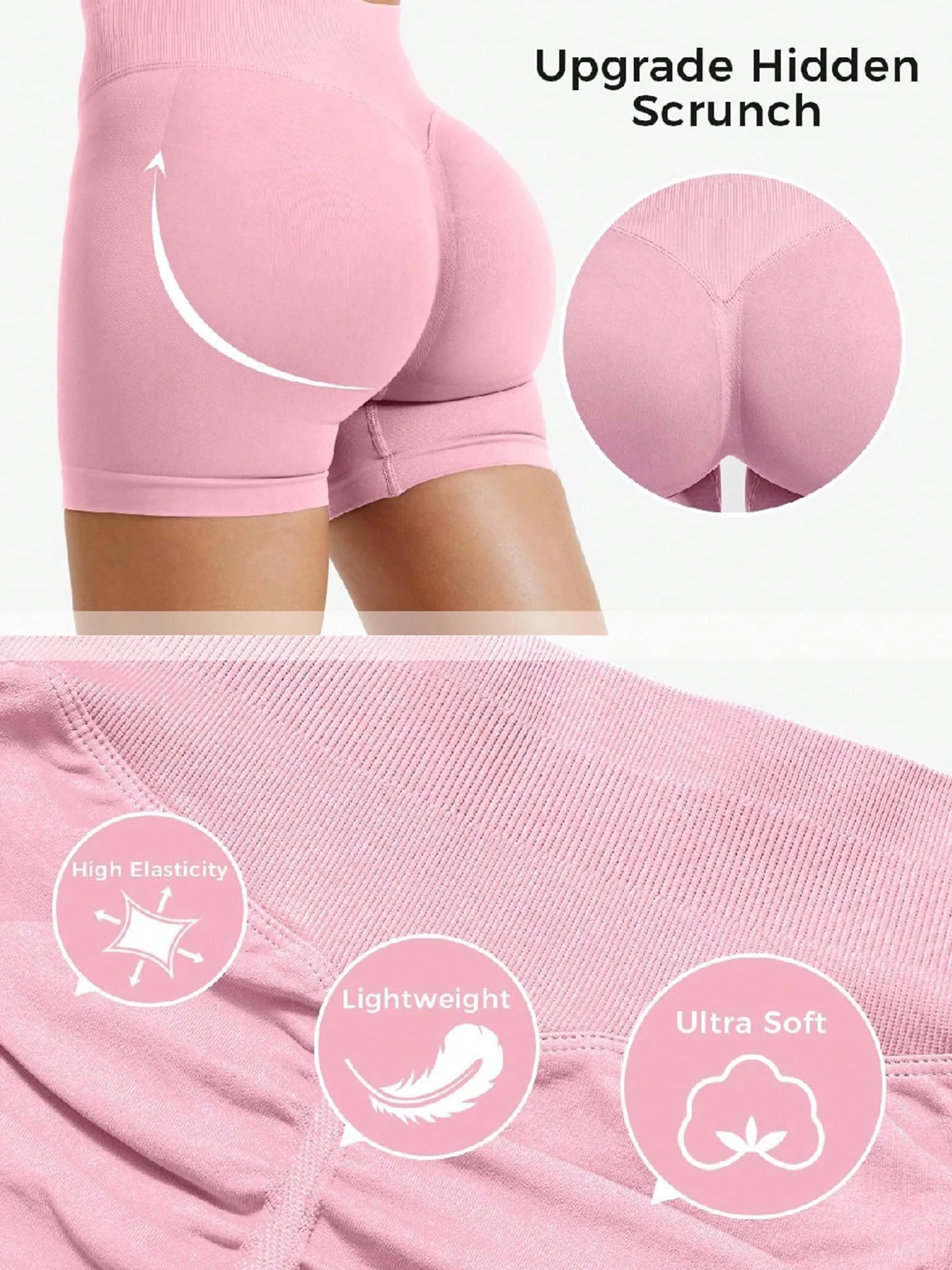 شورت بيلاتيس متماسك متوسط الكثافة للتدريب على الوركين الخوخي عالي التمدد بدون خطوط مريحة للياقة البدنية غير الرسمية