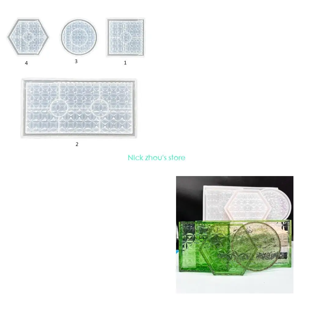 

E15E Durable Dishes Plate Silicone Mold Four-leaf Clover Tray Epoxy Casting Mould Jewelry Craft Mould Tool for Home Office
