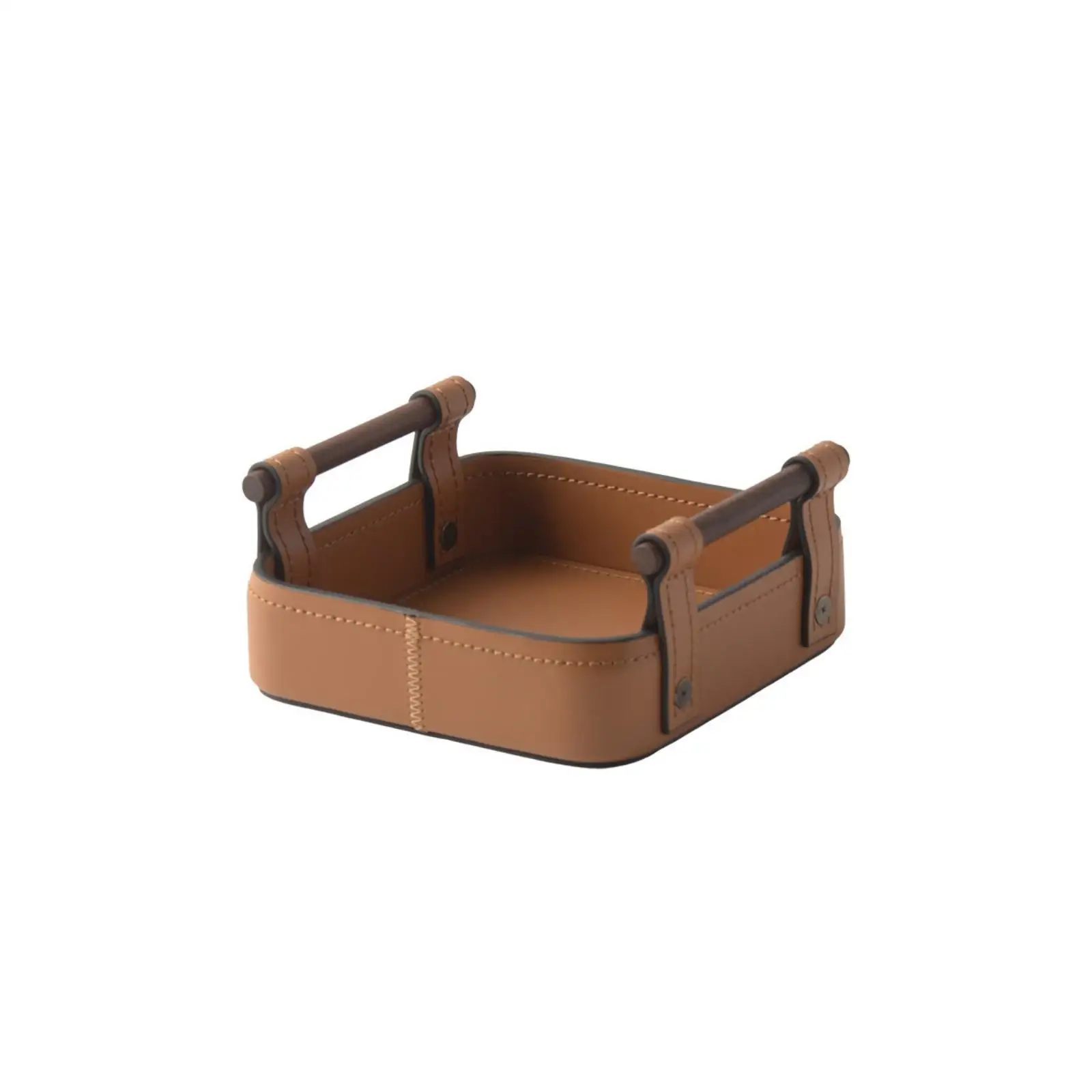 Elegant Leather Paper Tissue Holder Tray with Handles for Entryway Console Vanity Storage Organizer Box