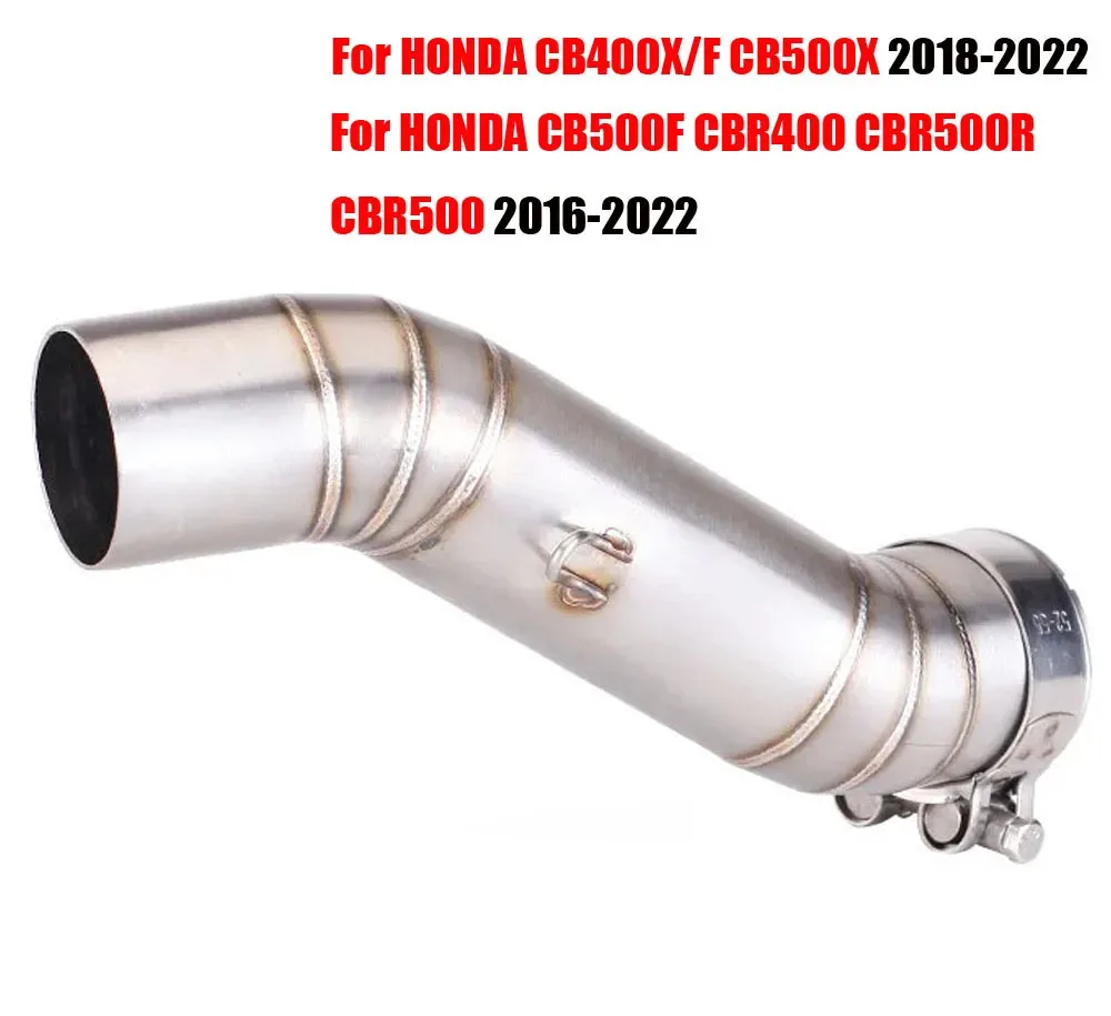 Motorcycle Exhaust Escape Modify Mid Link Pipe For Honda CBR500 CBR500R CB500F CB500X CB400 CBR400 CB400X CB400F 2016 - 2022