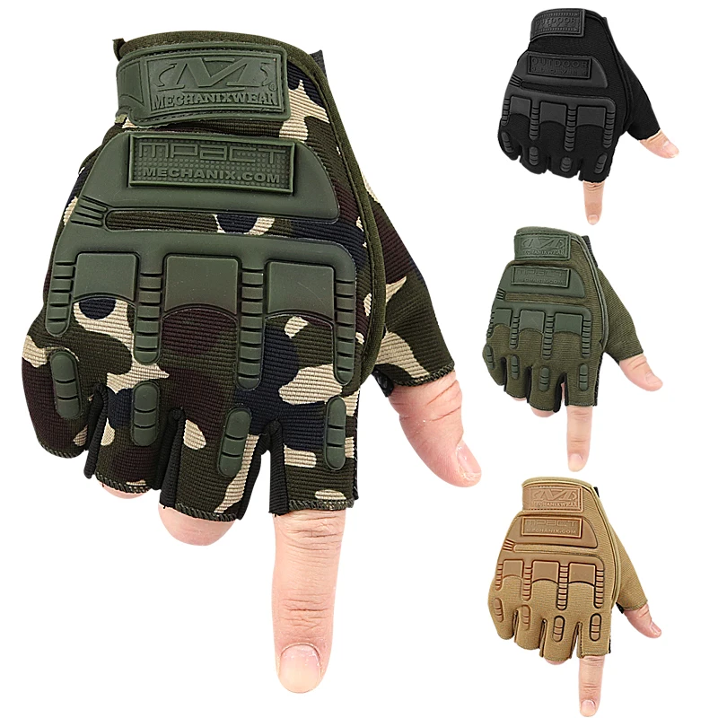 Fingerless Knuckle Tactical Gloves Impact Protection and Vibration Absorption Motorcycle Gloves