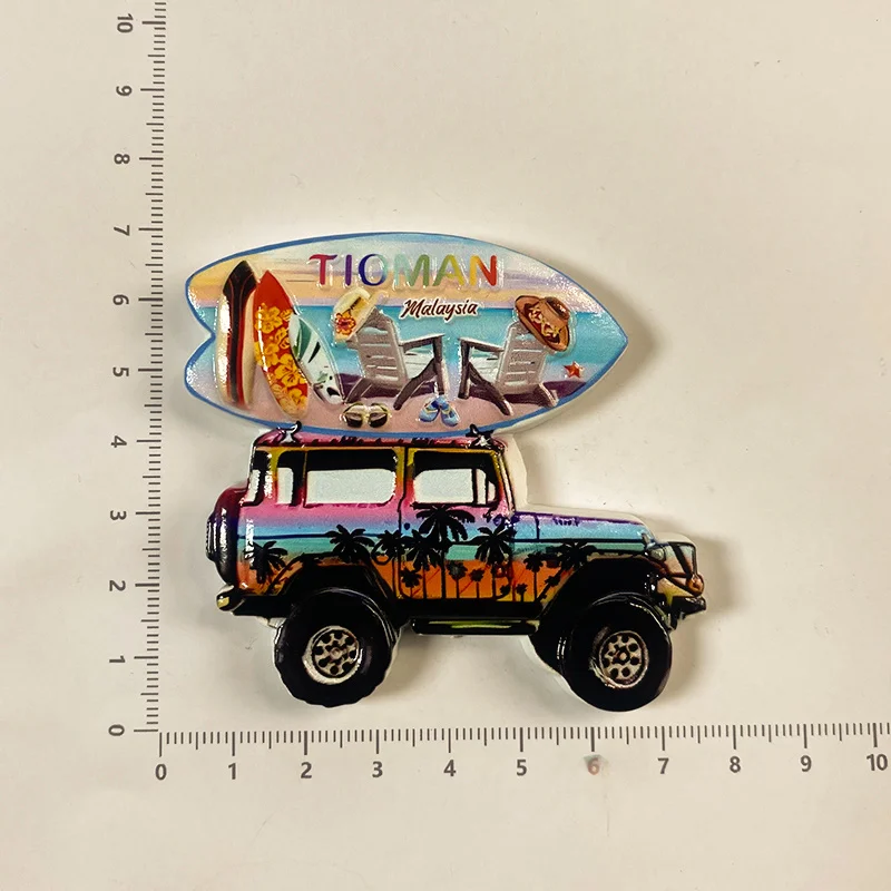 ماليزيا جزيرة تيومان بسيطة الحديثة المناظر الطبيعية شاطئ Car3DResin الثلاجة المغناطيسي زخرفة