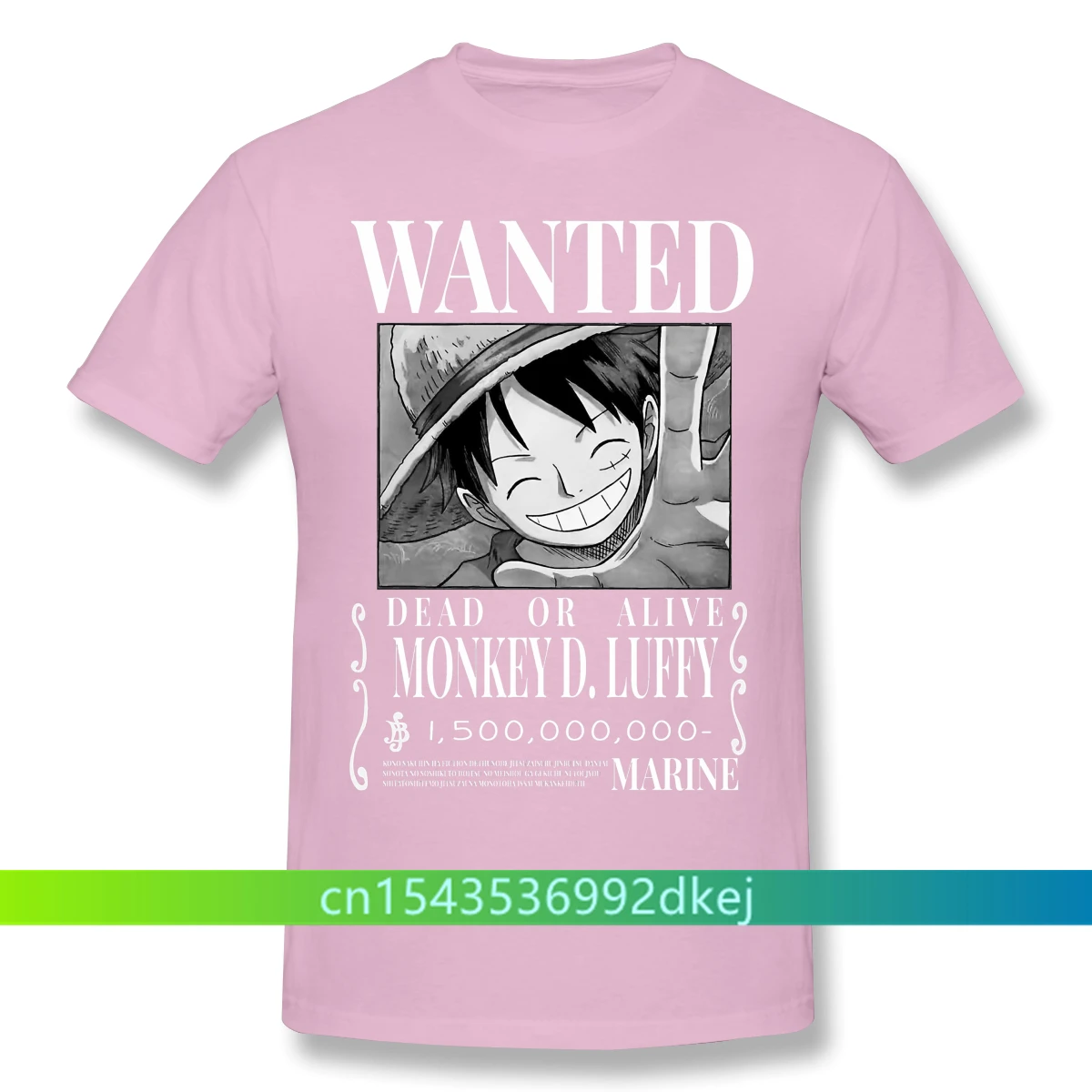 

One Piece Luffy 1.5B Berry WantedAnime Clothes Design Attack On Titan 100% Cotton Men T-Shirt