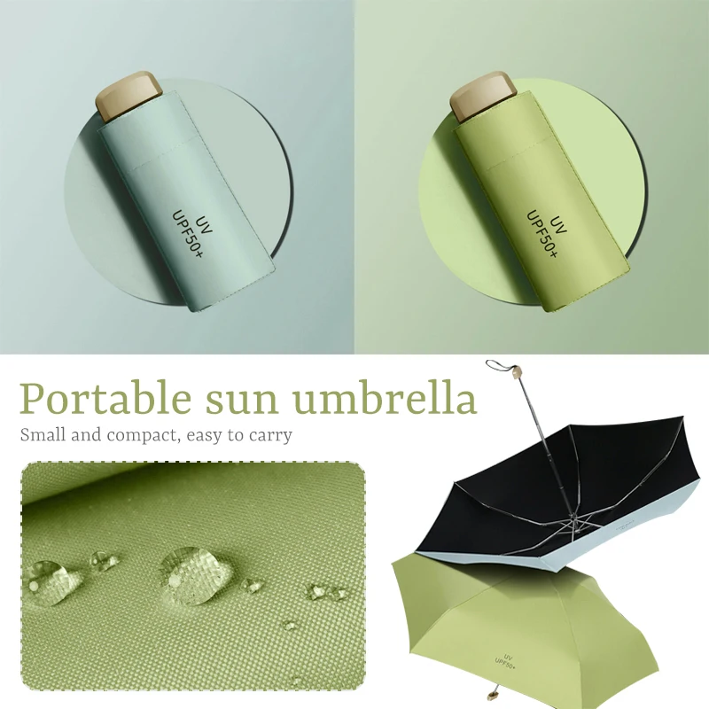 Travel Compact Windproof Umbrella Mini Women Pocket Small Folding Lightweight 5 Folding Portable Sun Rain Umbrella Parasol