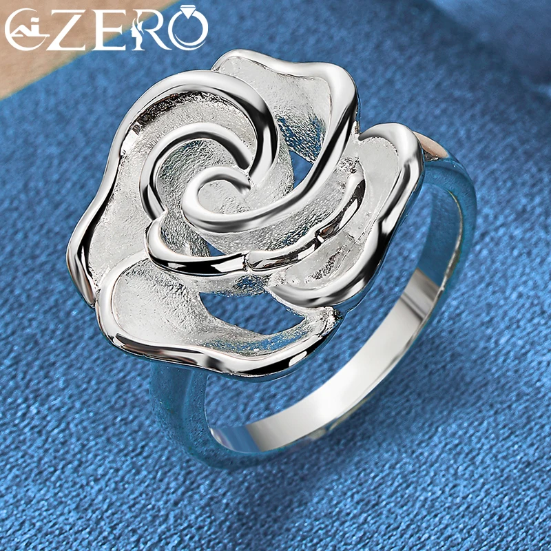 ALIZERO 925 Sterling Silver Rose Ring for Women Wedding Rings Engagement Band Fashion Party Charms Jewelry Valentine\'s Day Gift