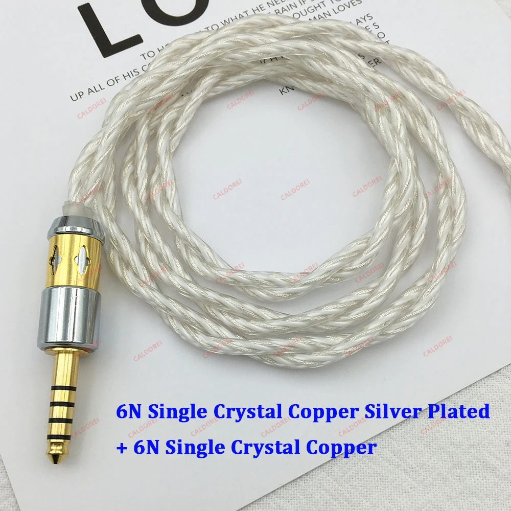 6N Single Crystal Copper Silver Plated +6N Single Crystal Copper 2Cores Earphone Wire 2.5 3.5 4.4 mm MMCX 0.78cm IE600 N5005 QDC