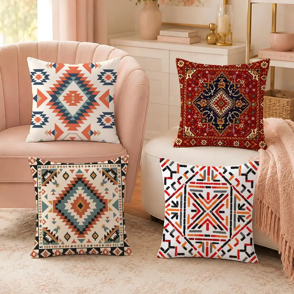 Vintage Kilim Rug Geometric Pattern Cushion Cover Custom Plush Pillow Cover Soft Cloud Comfort for Sofa Bed Couch