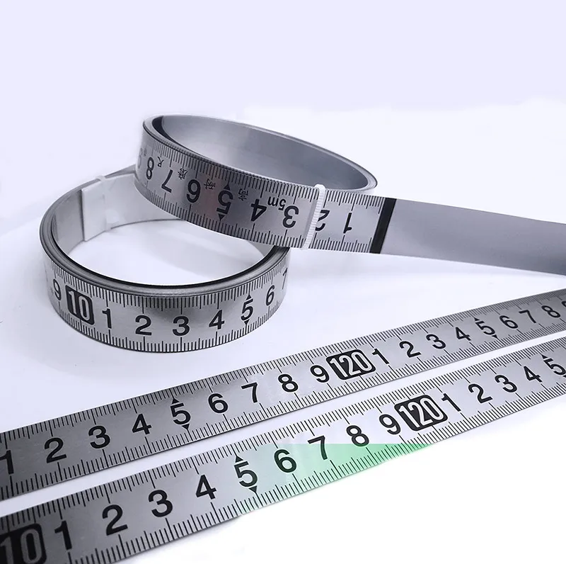 19mm Width 1-5m Self Adhesive Metric Scale Ruler Stainless Steel Miter Track Tape Measure Rust-Proof Durable Wear-Resistan Rule
