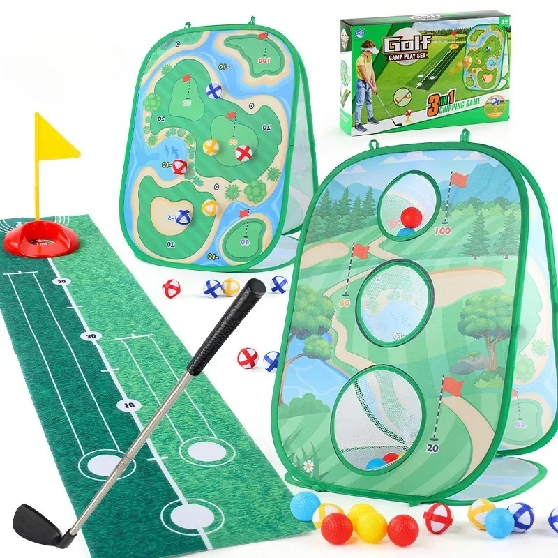 Teenager Golf Chipping Game Mat Set Dart Target Mat with Golf Club Sticky Ball Golf Hitting Training Mat Outdoor Game Toy Set