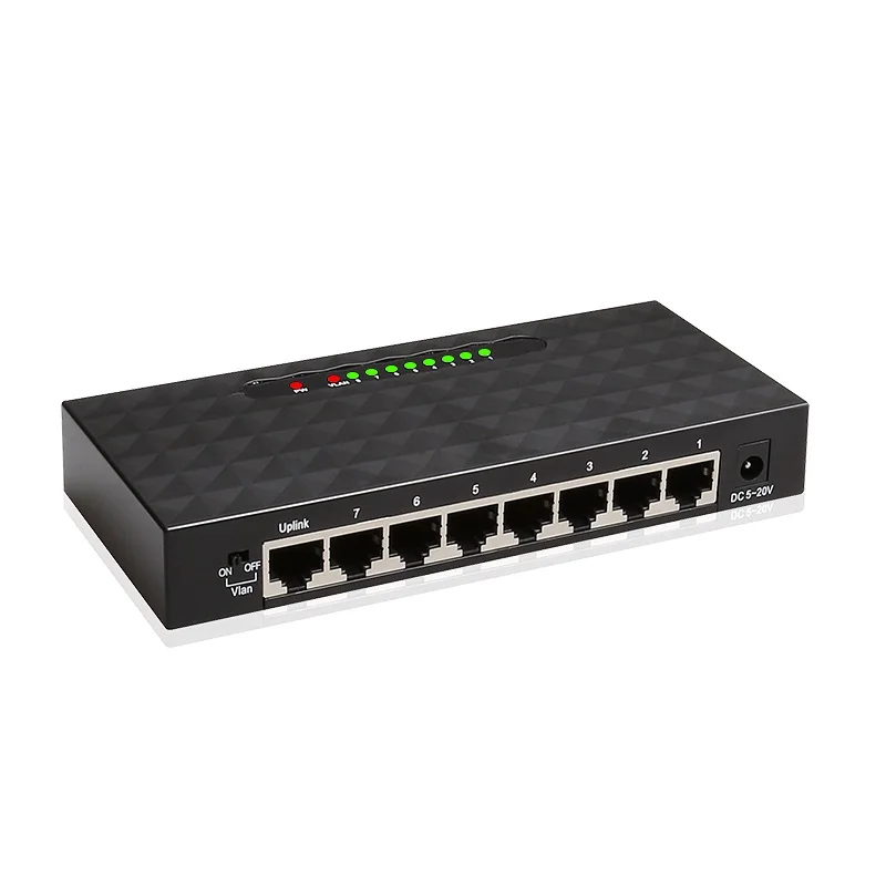 

8 Ports Network Switch 10/100/1000 Mbps Gigabit Ethernet High Performance VLAN RJ45 Ethernet Switcher LAN Switching Hub Adapter