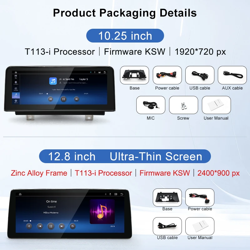 STWEI 12.8inch 2400*900 HD Display Touch Screen For BMW X5 E70 X6 E71 E72 CCC CIC Wireless Carplay Auto Car Multimedia Player BT