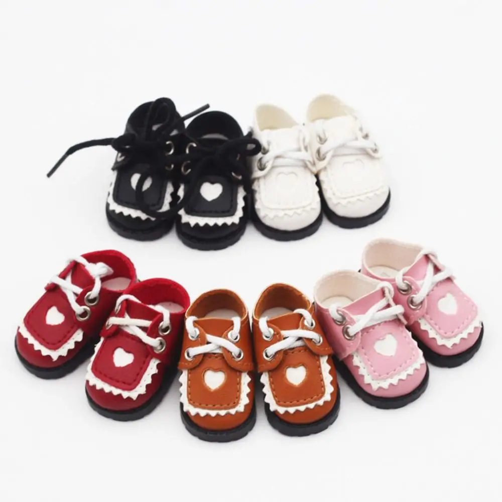 1 Pair Heart Shaped EXO Cotton Doll Shoes Lovely PU Leather Mini Leather Shoes Casual 20cm 1/6 Bjd Doll Shoes Children Toys