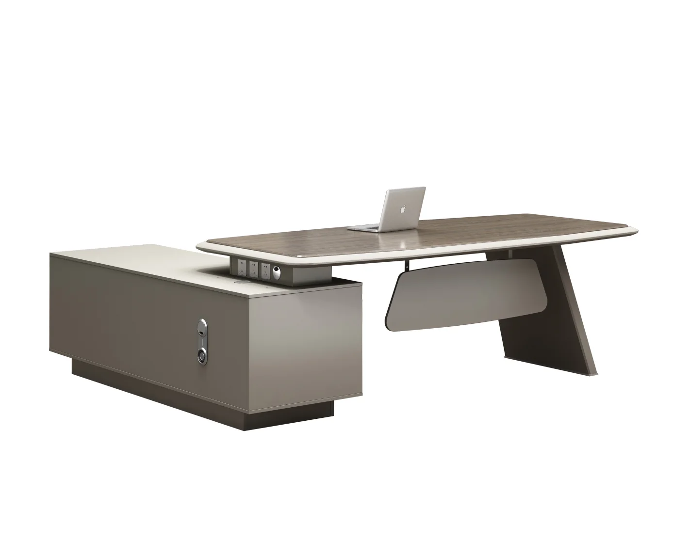 Oversized L-Shape Executive Office Desk 1.6-2.2M Side Cabinet E1 Certified Solid Wood Particle Board Melamine President