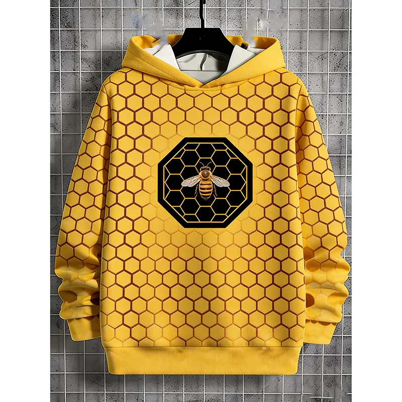 

Худи унисекс с принтом «Пчелиный улей», желтая полоска, ретро, в стиле аборигенов, повседневное, оверсайз, весна 2026, новинка