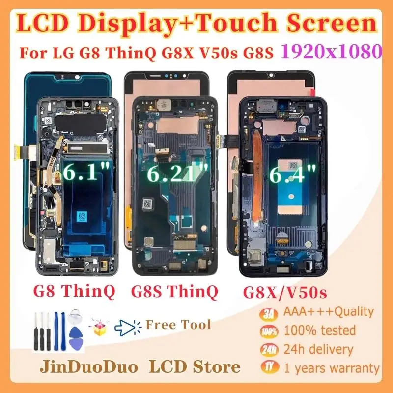 Original AMOLED LCD For LG G8 ThinQ G8X V50s LCD Display Touch Screen Digitizer Assembly Display Screen Framed For LG G8S LCD