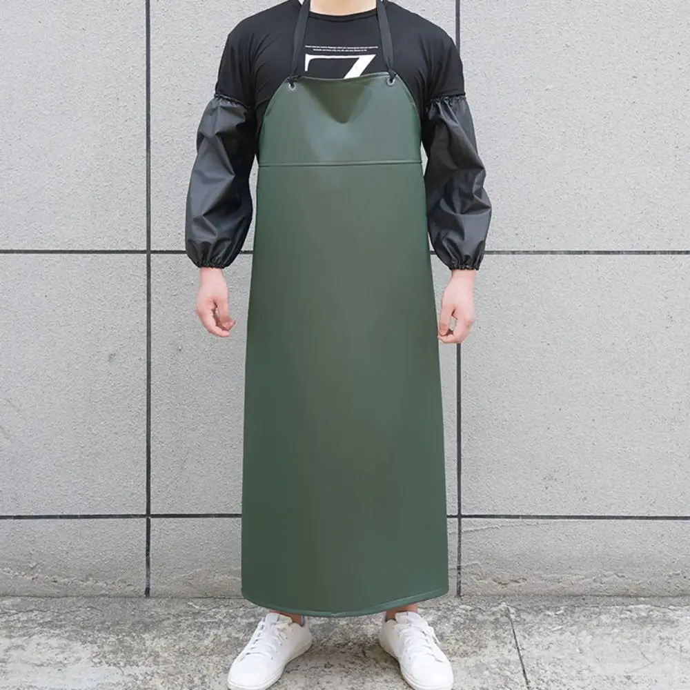 Durable PU Leather Kitchen Apron Waterproof Oil-proof Work Apron Black Green Aquatic Butchery Food Apron Farmers Market