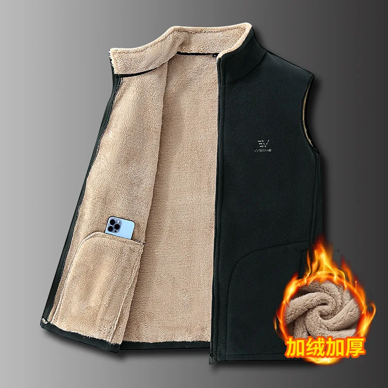 

2025: мужской флисовый, осенне-зимний флисовый терможилет с воротником-стойкой из ягненка