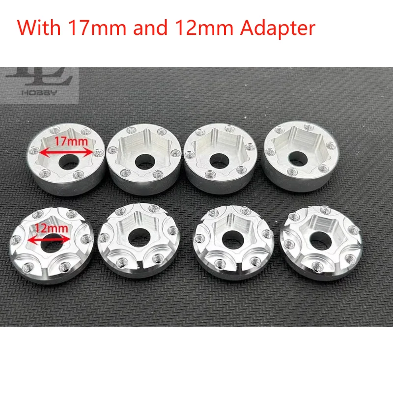 4 Uds. Accesorios modificados de cubo de rueda de Metal de 2,6 pulgadas para coche trepador de control remoto 1/8 fácil de controlar 4082 H8H TRX4 1:7 Relalo MK07