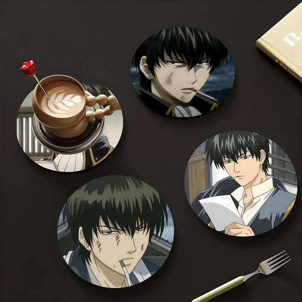1pc Toushirou Hijikata Anime Characters Wooden Coaster Colour Printing Cup Mat Home Desk Decoration Gifts