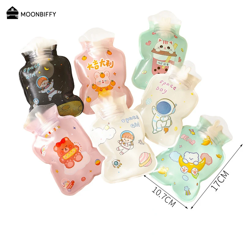 Cute Mini Hot Water Bottles Portable Small Transparent Cartoon Water Filled Winter Hand Warming Water Bag Home Warming Supplies