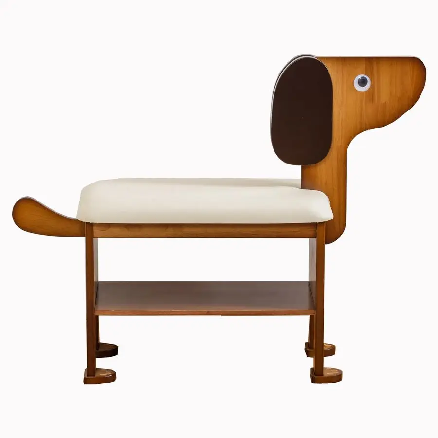 

Puppy Shoe Bench, 2Tier Solid Wood Entryway Organizer, Cute PetShaped Shoe Bench for Hallway amp Living Room,23.62 inch