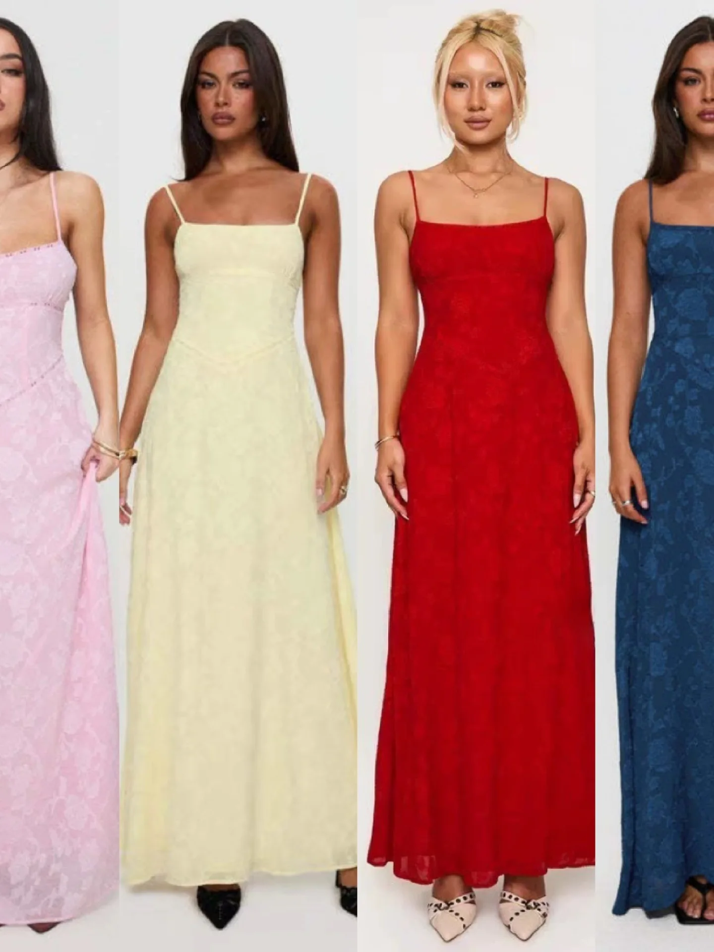 

Princess Polly Gentle Embroidered Strapless Long Dress High Waist Cotton No Sleeve Casual A-Line Silhouette Spring Collection