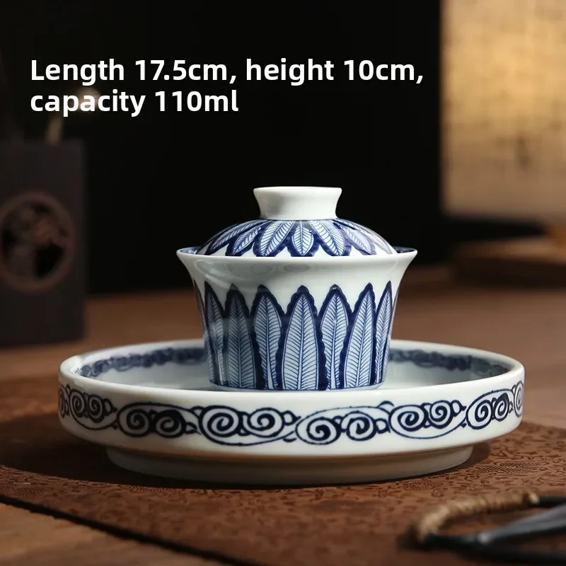 Vintage Three Talent Cover Bowl High End Household Anti Scald Ceramic Tea Bowl Large Pot Creative Design Drinking Utensils