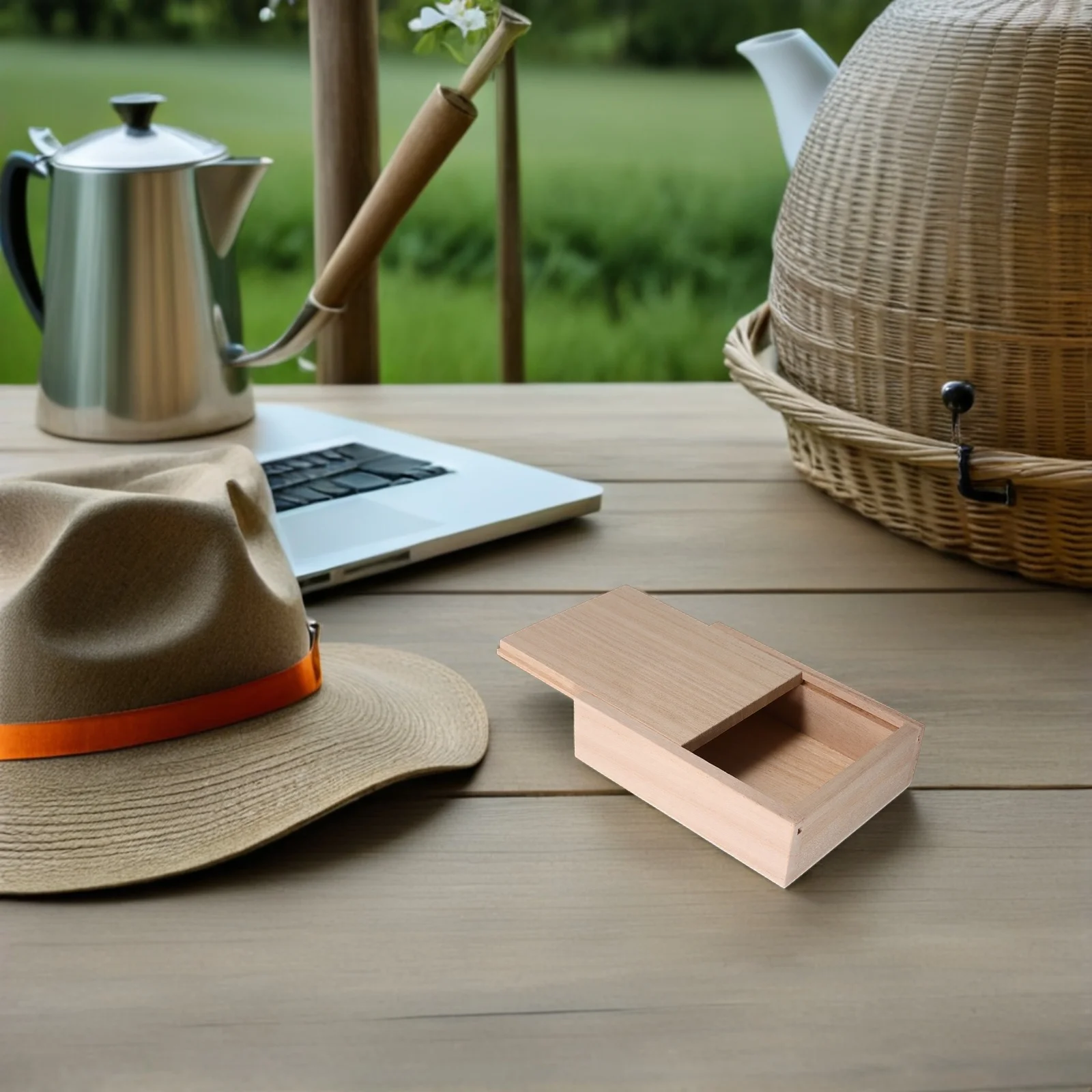 

Wooden Worm Bait Box Unfinished Sliding Lid Compact Portable Breathable Live Bait Keeper for Trout Ice Coarse Fishing