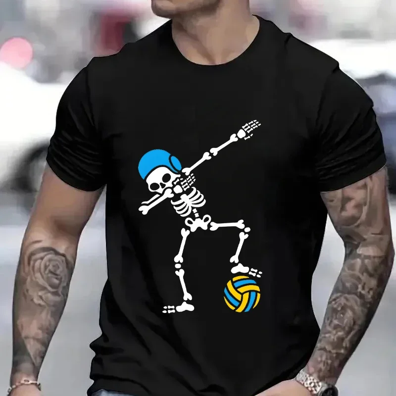 Skeleton Water Polo Halloween Swim Men T-shirt Funny Graphic Y2k Tops Streetwear Short Sleeve Tees Summer Novelty Men's Clothing