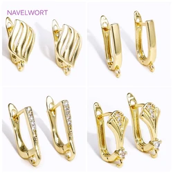 Fashion 18K Gold Plated Inlaid Zircon Earring Hook Clasps Fastener Accessories For DIY Handmade Earrings Jewelry Making Findings