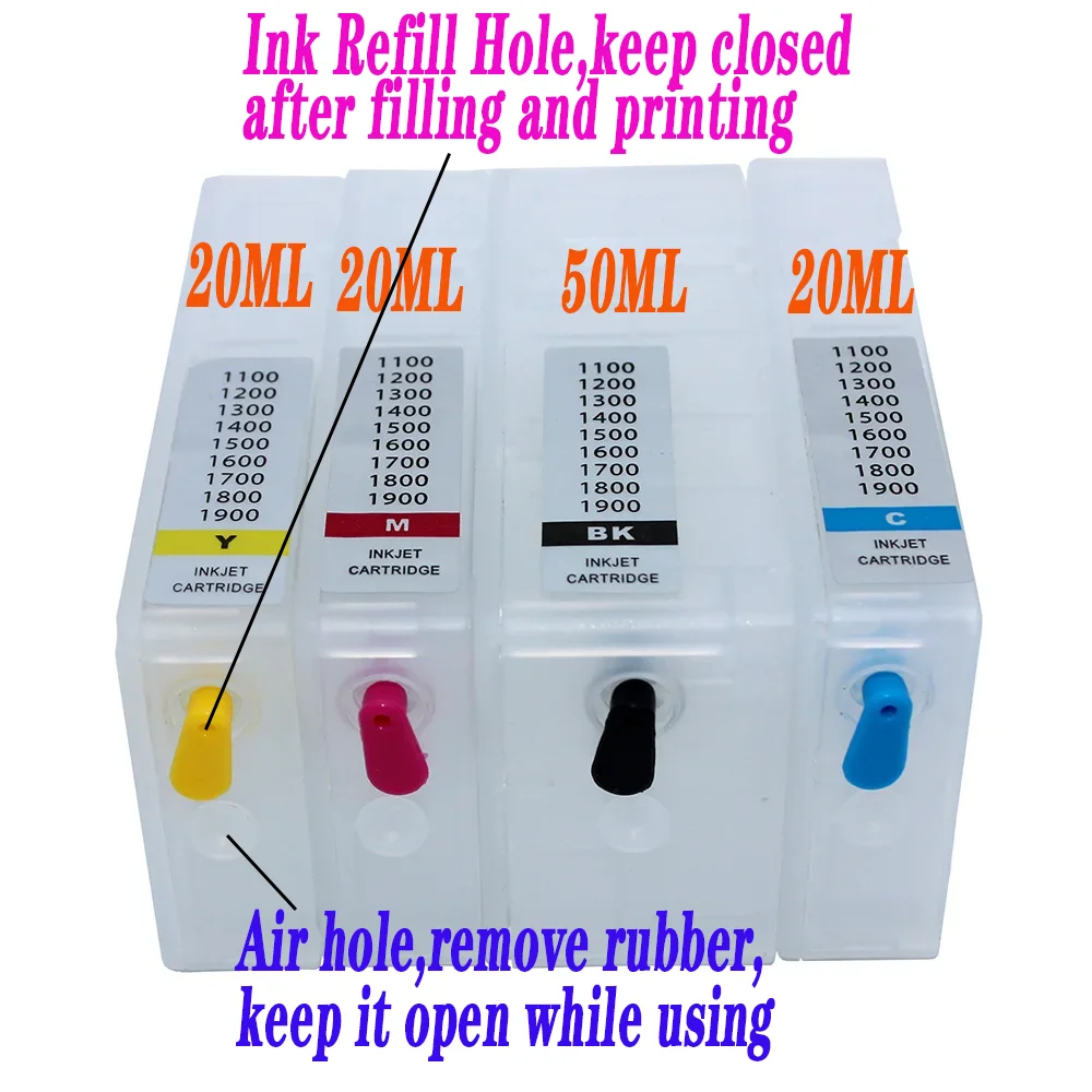 4PC/Set PGI-1100 Refill Ink Cartridge for Canon MAXIFY MB2010 MB2110 MB2710 Printer with ARC Chip