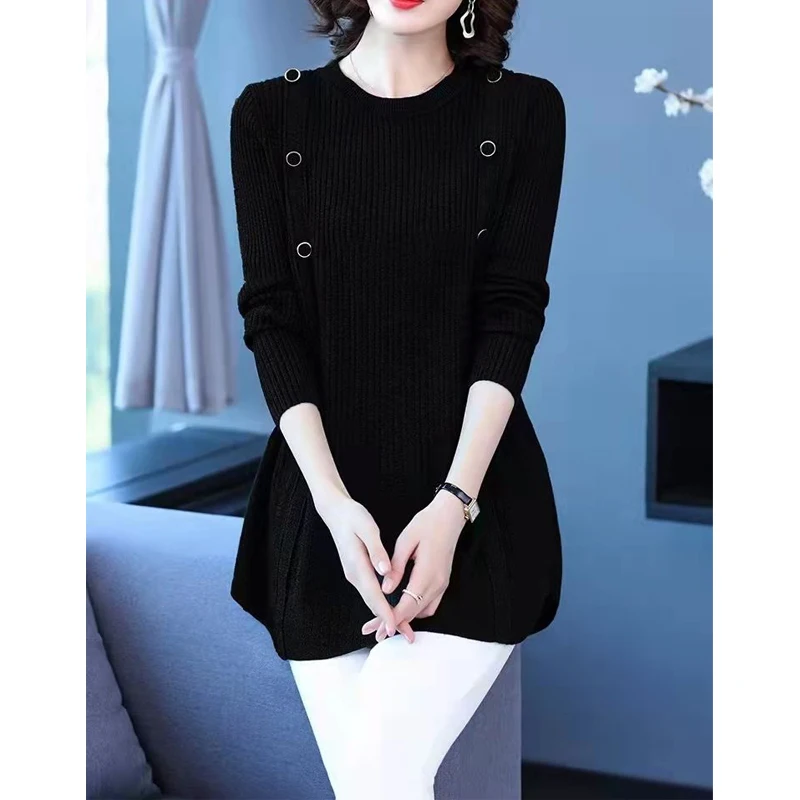 Autumn Winter Women Korean Fashion Elegant Plush Thick Warm Knitted Sweater Casual Long Sleeve Loose Tunic Pullover Tops Jumpers