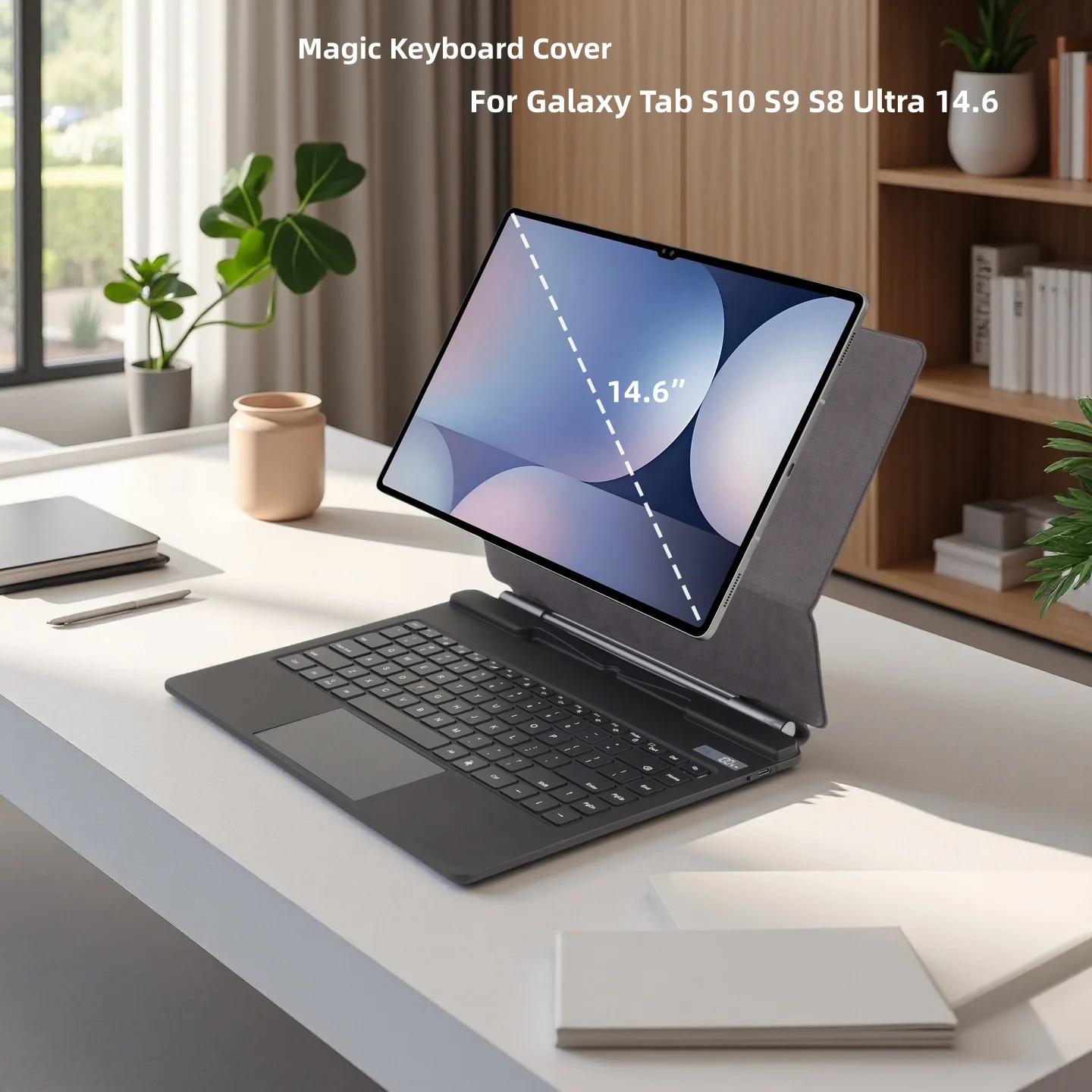 

Чехол с волшебной клавиатурой для Galaxy Tab S10 S9 S8 Ultra 14,6, чехол для планшета, русский, арабский, испанский, португальский, Bluetooth-клавиатура, чехол
