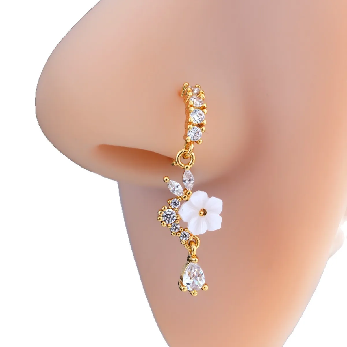 1PC cristal CZ papillon fleur pendentif nez anneau pour femmes filles-mode Septum Piercing bijoux pour oreille Cartilage Helix