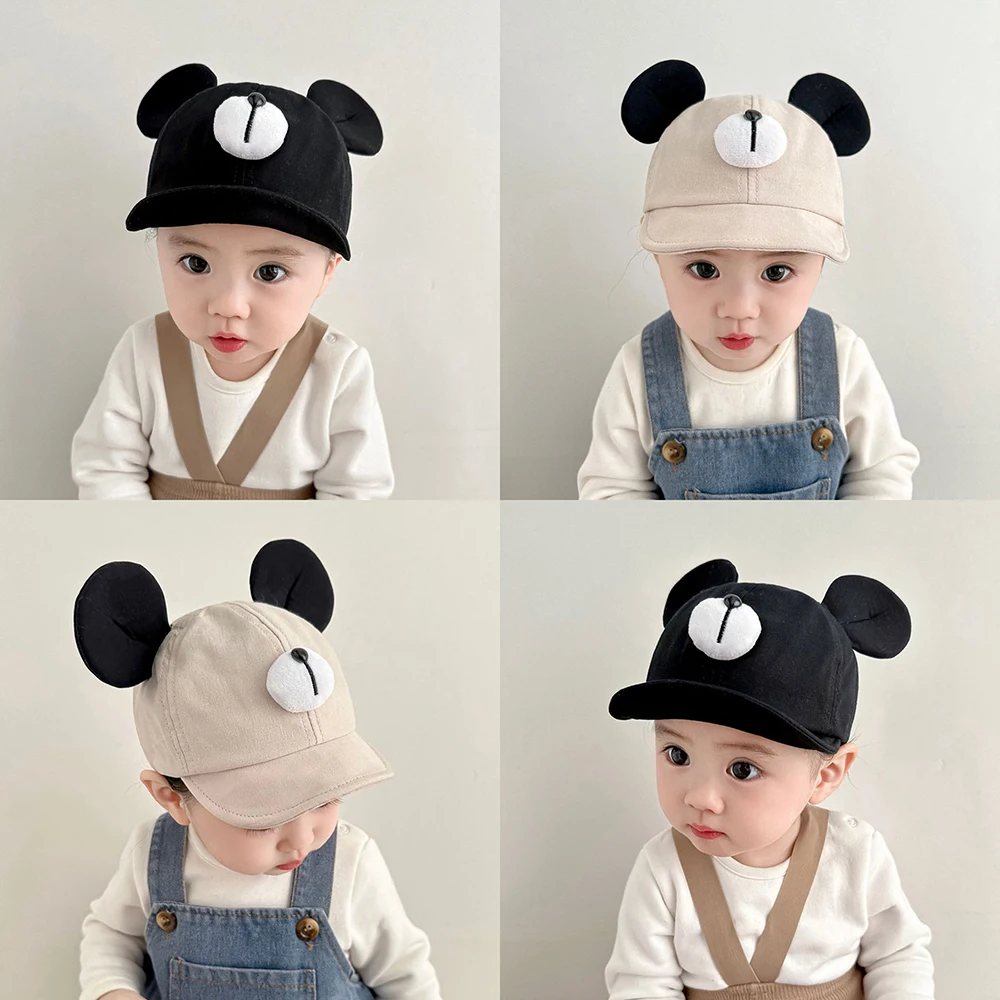 Junyeh Infant Hat Spring Super Cute Big Ears Bear Caps Soft Brim Baby Sunshade Baseball Cap For Kids 5-24 Month