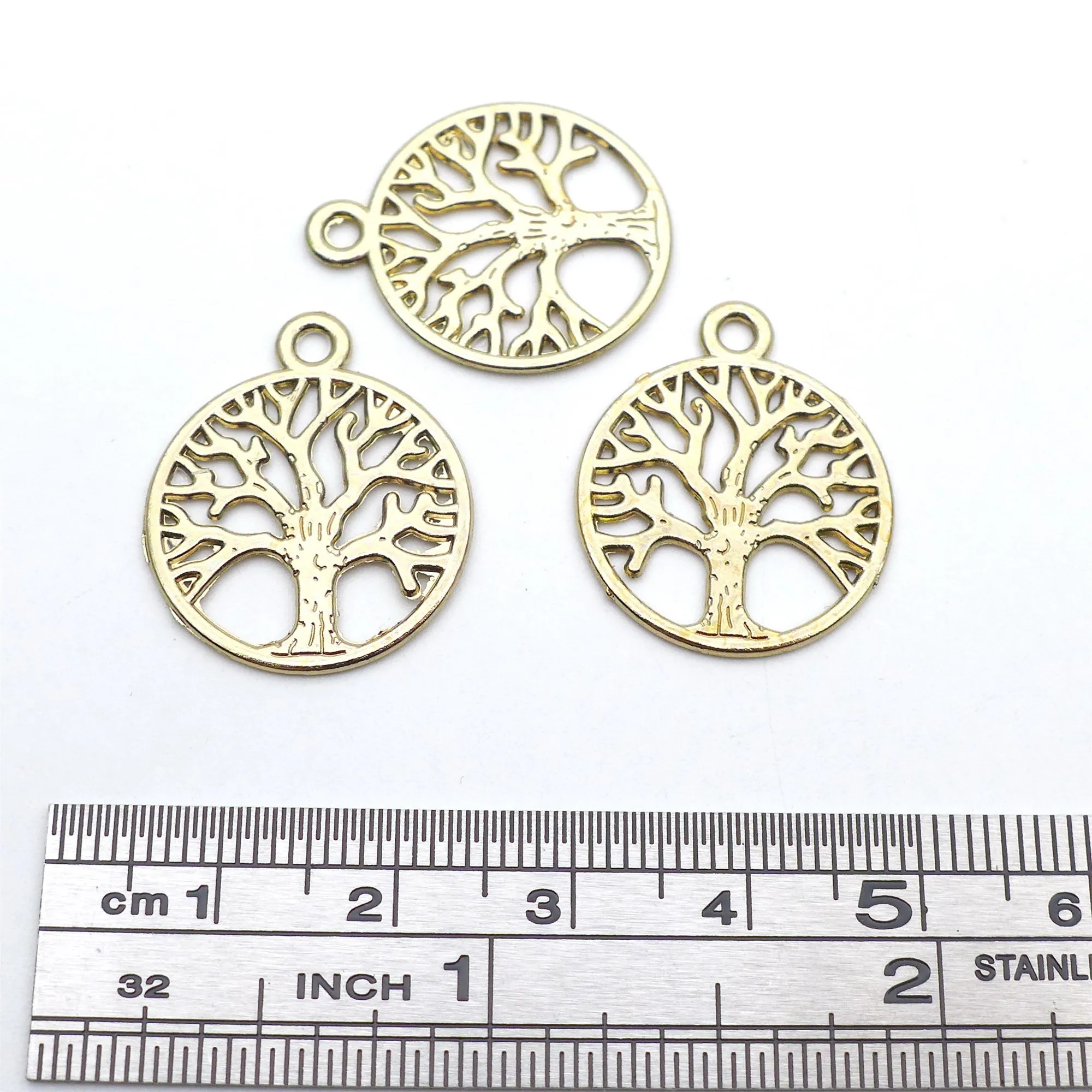 

100pcs 20*24MM Zinc Alloy KC Gold Round Tree Tibetan Charms Pendants Jewelry Making Earrings Women Necklace DIY Free Shipping